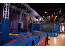 Bungee jumping on trampoline park